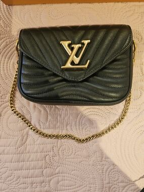 Louis Vuitton Black Quilted Mini Shoulder Bag with Gold Chain